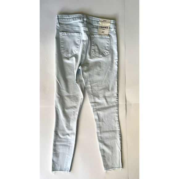 L'AGENCE Margot High Rise Ankle Skinny Jeans Powder Light Wash 27 NWT Rough Hem - Picture 6 of 7